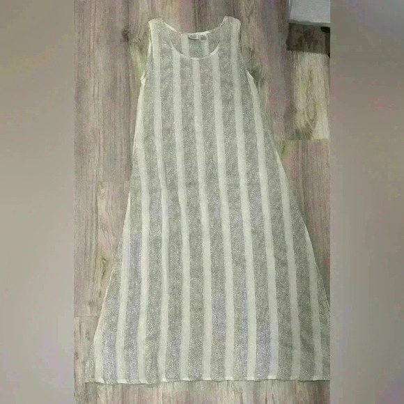 Vintage Dia Women’s Maxi Swim Cover Sheer White Silver Stripe Size M - Picture 3 of 10